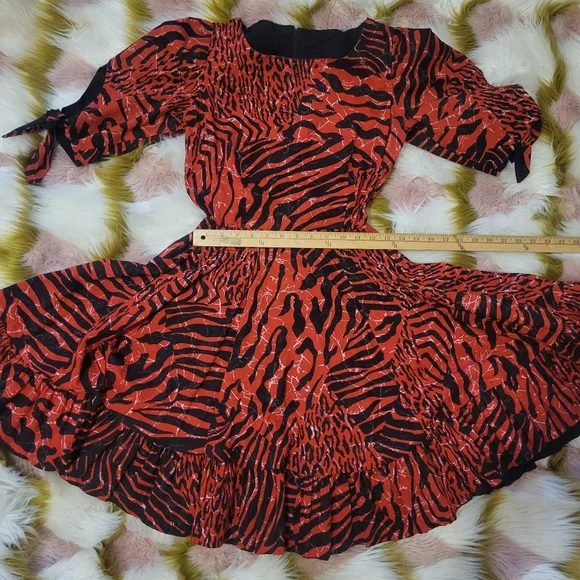 square dance co red zebra leopard animal print swing dress vintage rockabilly - Picture 8 of 10